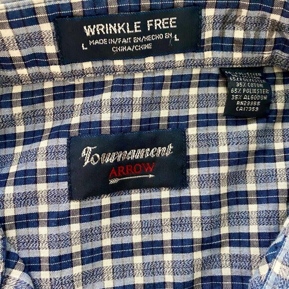 Arrow Tournament Men's Short Sleeve Button Down Shirt Size Large - Picture 6 of 9